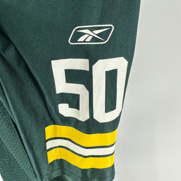 Green Bay Packers AJ Hawk #50 Reebok Mens Green Team Graphic V-Neck Jersey M - Picture 4 of 9